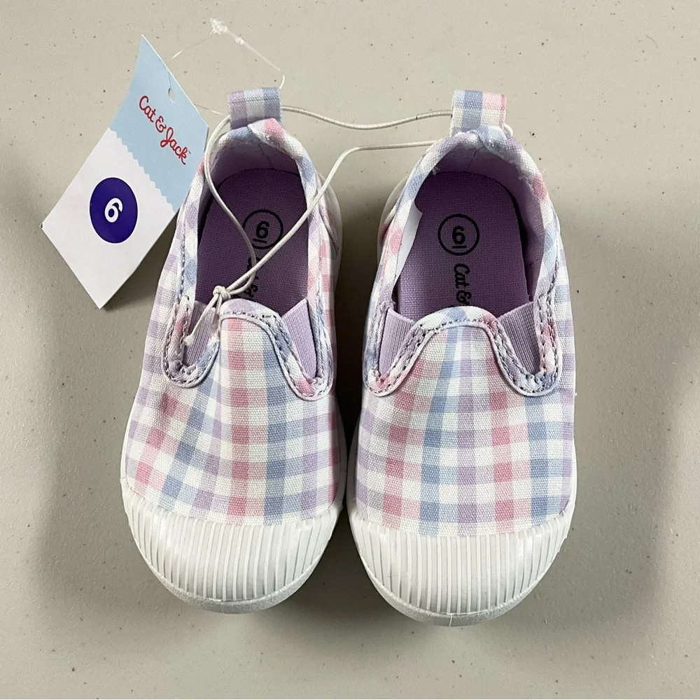 Cat & Jack Kids' Pink and Purple Checkered Shoes